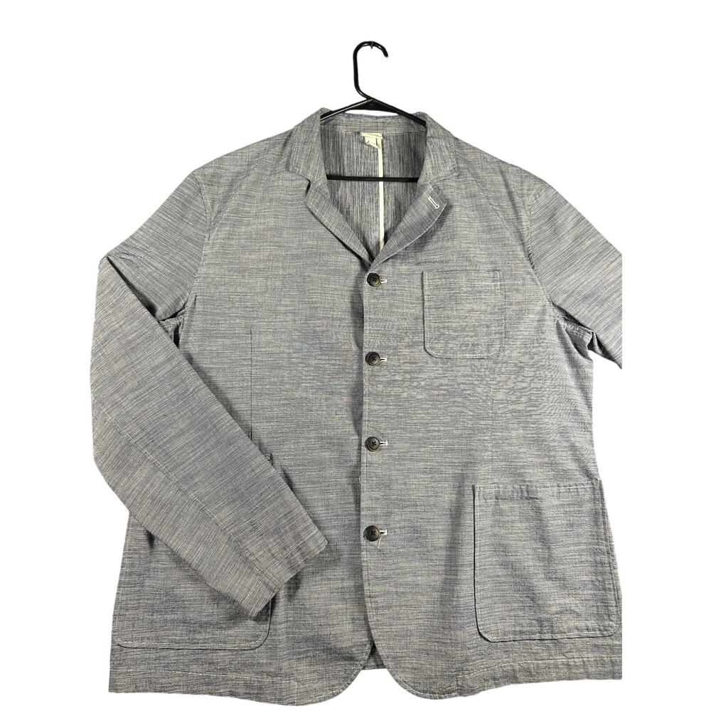 Merona Mens XXL Blue Gray Cotton 4 Button Casual Blazer Chore Jacket